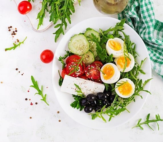 Greek Salad And Boiled Eggs